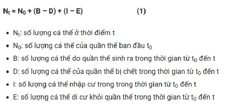 Công thức tính kích thước quần thể, giúp dự đoán sự thay đổi của quần thể
