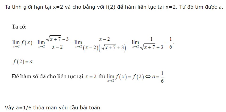 Giải bài tập luyện tập 4 hàm số liên tục