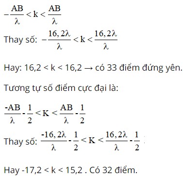 Giải bài tập tìm điểm đặc biệt nằm trên đường trung trực 2 nguồn cùng pha giao thoa sóng