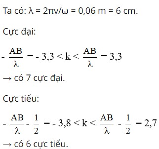 Giải bài tập xác định số điểm dao động với biên độ cực đại, cực tiểu giao thoa sóng