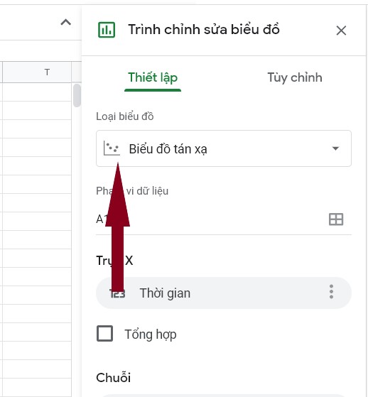 Chọn loại biểu đồ tán xạ