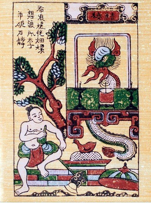 Thạch Sanh đánh Trăn tinh (Tranh dân gian Đông Hồ)