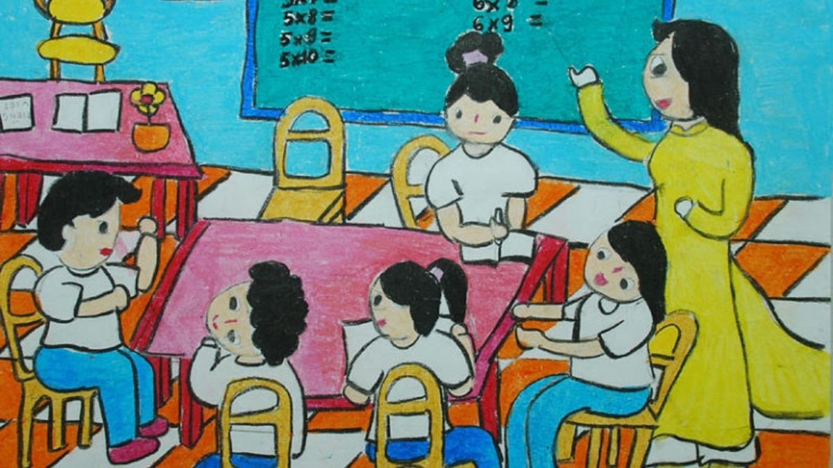 hình ảnh Vẽ Tranh Ước Mơ Của Em Làm Thầy Cô Giáo
