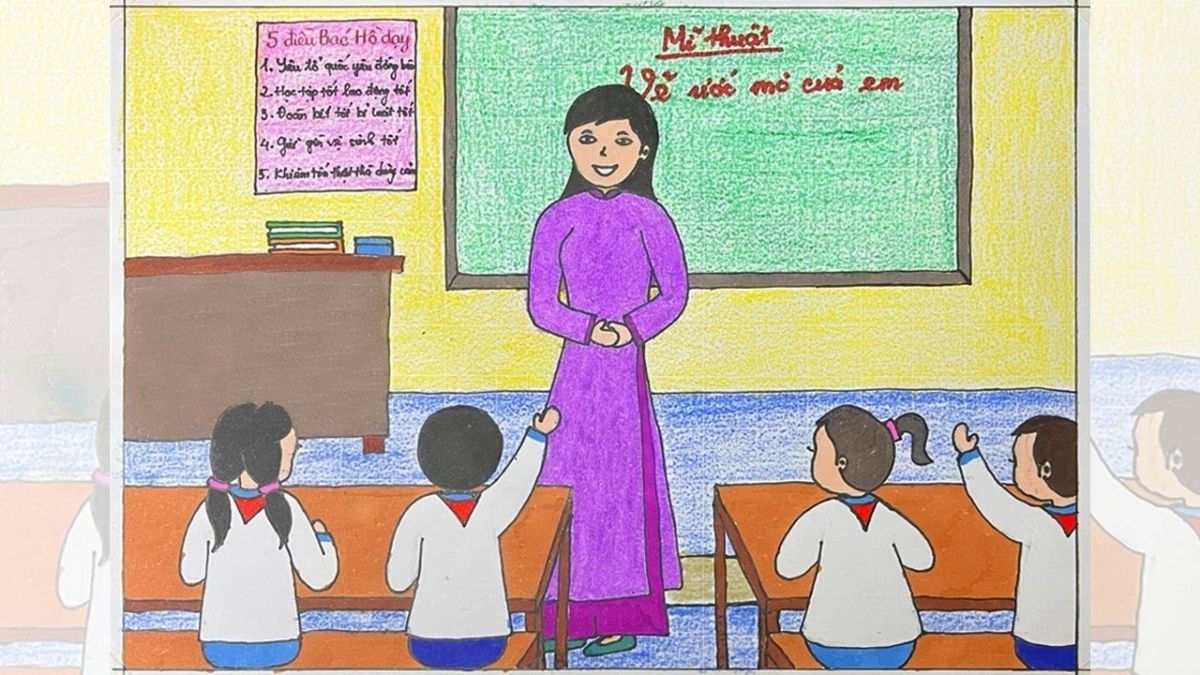mẫu Vẽ Tranh Ước Mơ Của Em Làm Thầy Cô Giáo