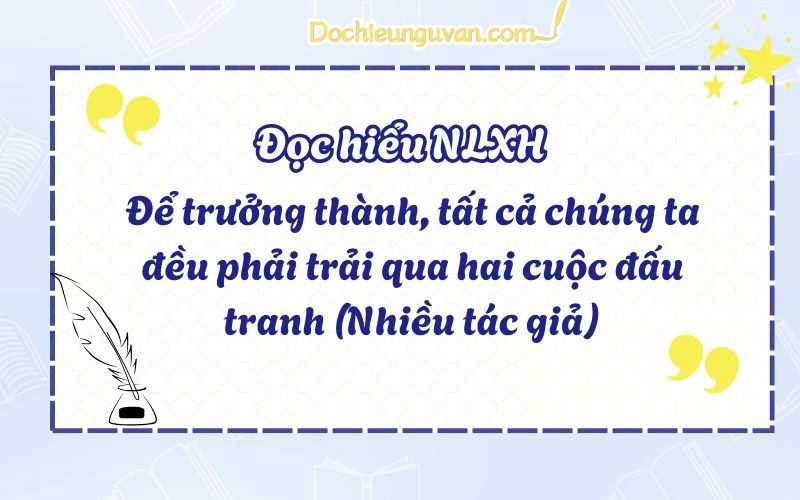 Để Trưởng Thành, Tất Cả Chúng Ta Đều Phải Trải Qua Hai Cuộc Đấu Tranh? Để Trưởng Thành, Tất Cả Chúng Ta Đều Phải Trải Qua Hai Cuộc Đấu Tranh?